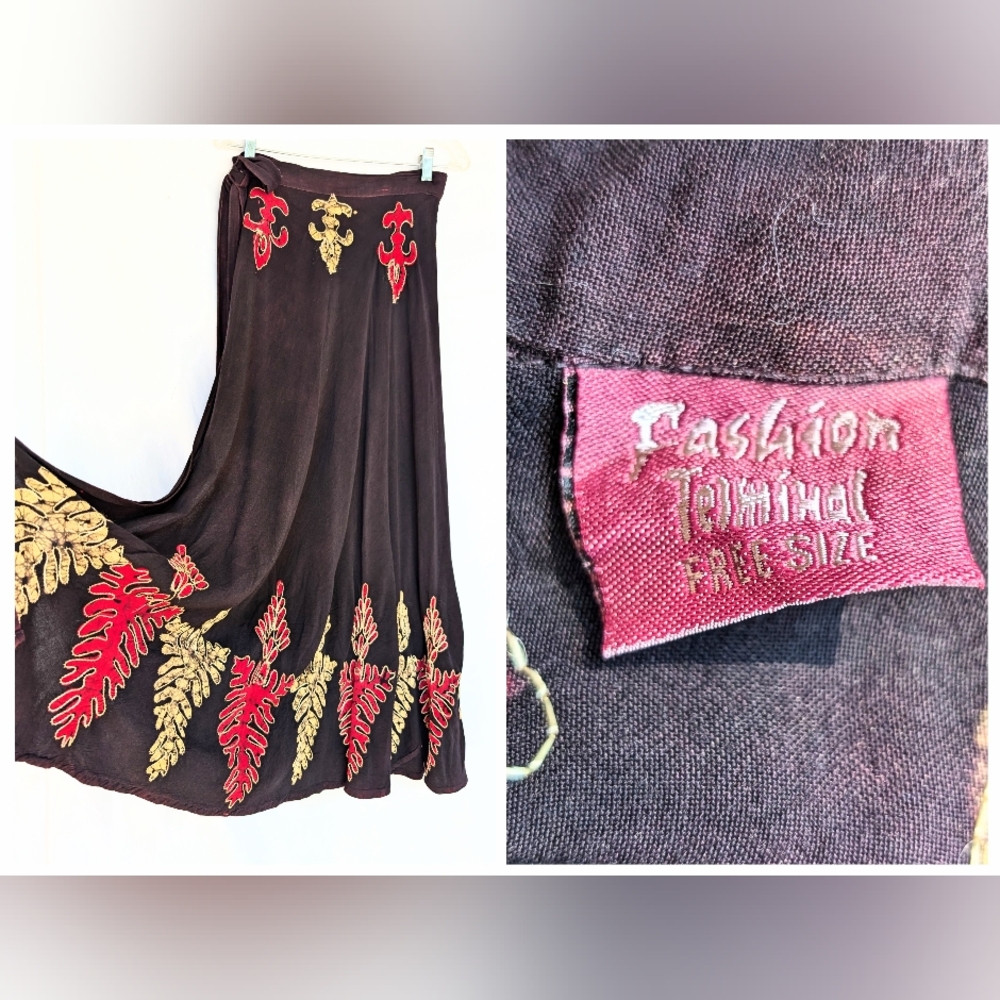 Black Long Wrap Skirt Made In India OSFA
